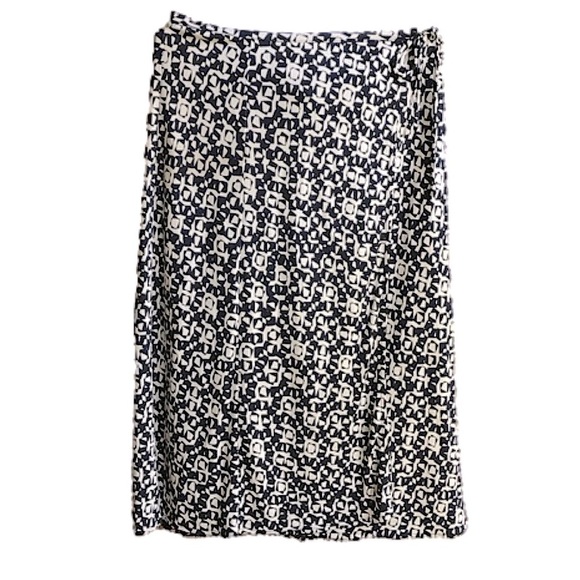 Sigrid Olsen Vintage Wrap Skirt Navy / Cream Geometric Print size M - Picture 4 of 12